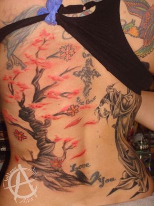 Cherry Blossom And Geisha Tattoo